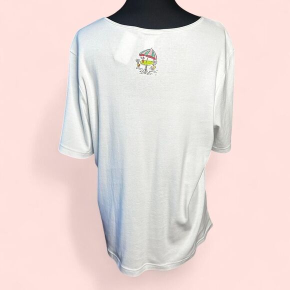 NWT CJ Banks Cottagecore Cafe Graphic Tee – White 1X - Whimsical Patio Scene - Picture 4 of 8